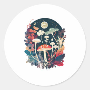 Aesthetic Goblincore And Cottagecore Mushroom Crea Classic Round Sticker