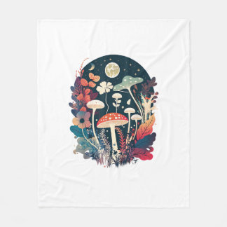 Aesthetic Goblincore And Cottagecore Mushroom Crea Fleece Blanket