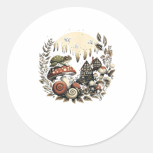 Aesthetic Goblincore And Cottagecore Mushroom Drea Classic Round Sticker