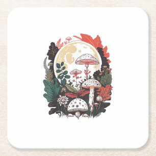 Aesthetic Goblincore And Cottagecore Mushroom Gent Square Paper Coaster