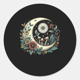 Aesthetic Goblincore Cottagecore Mushroom Minimal  Classic Round Sticker