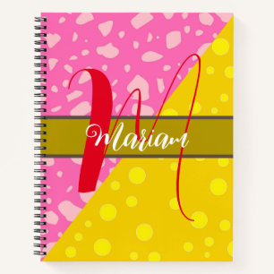 Aesthetic Gold Pink Colour - Initial Name Monogram Notebook
