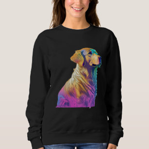 Aesthetic Golden Retriever Party with 80s Retrowav Sweatshirt