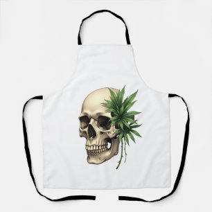 Aesthetic Goth Grunge Skull Tropical Monstera Leaf Apron