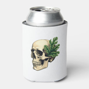 Aesthetic Goth Grunge Skull Tropical Monstera Leaf Can Cooler