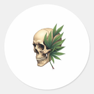 Aesthetic Goth Grunge Skull Tropical Monstera Leaf Classic Round Sticker