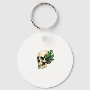 Aesthetic Goth Grunge Skull Tropical Monstera Leaf Key Ring
