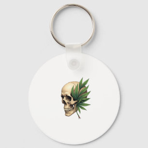 Aesthetic Goth Grunge Skull Tropical Monstera Leaf Key Ring