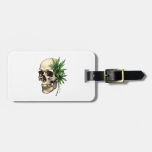 Aesthetic Goth Grunge Skull Tropical Monstera Leaf Luggage Tag