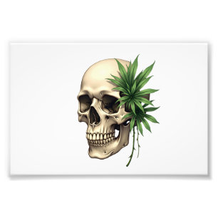 Aesthetic Goth Grunge Skull Tropical Monstera Leaf Photo Print