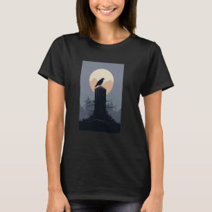 Aesthetic Gothic Raven On A Tombstone T-Shirt