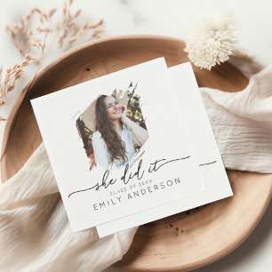 Aesthetic Grad Party Photo Graduation Napkin