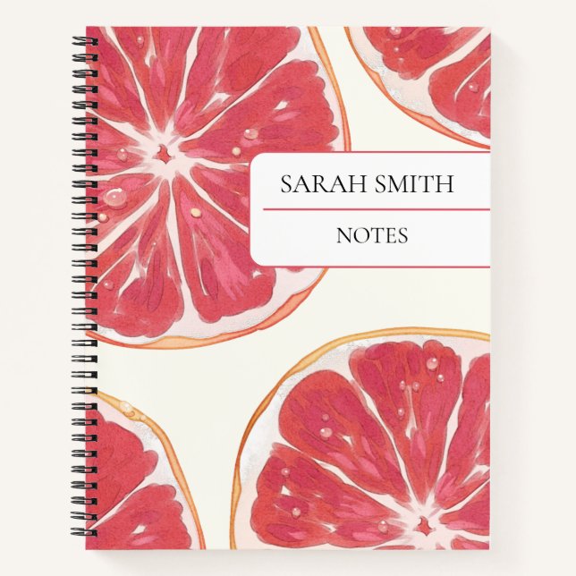Aesthetic Grapefruit Notebook Custom Name Journal (Front)