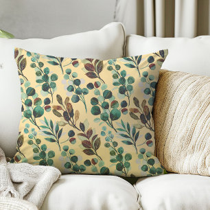 Aesthetic green flower leaf pattern cushion