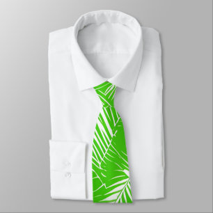 Aesthetic Green Palm Tree Leaves Tropical Summer Tie