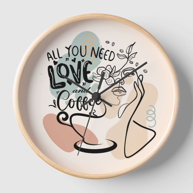 Aesthetic Illustrations, Girl's Coffee Clock (Front)