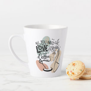 Aesthetic Illustrations, Girl's Coffee Latte Mug