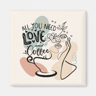 Aesthetic Illustrations, Girl's Coffee Magnet