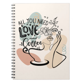 Aesthetic Illustrations, Girl's Coffee Notebook