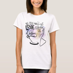 Aesthetic Illustrations, Girl's Coffee T-Shirt