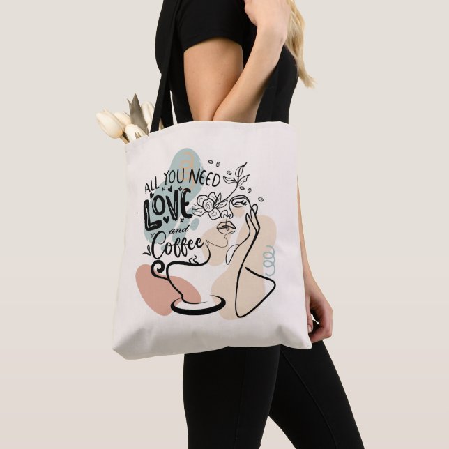 Aesthetic Illustrations, Girl's Coffee Tote Bag (Close Up)