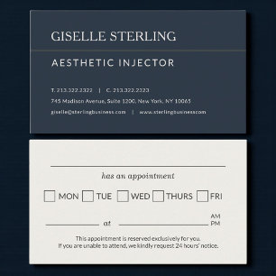 Aesthetic Injector Office Appointment Reminder Business Card