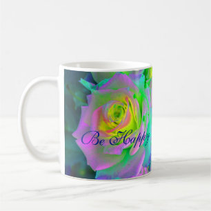 Aesthetic Iridescent Pearly Roses Be Happy Coffee Mug