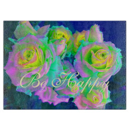 Aesthetic Iridescent Pearly Roses Be Happy Cutting Board
