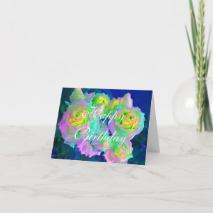  Aesthetic Iridescent Pearly Roses Birthday Card