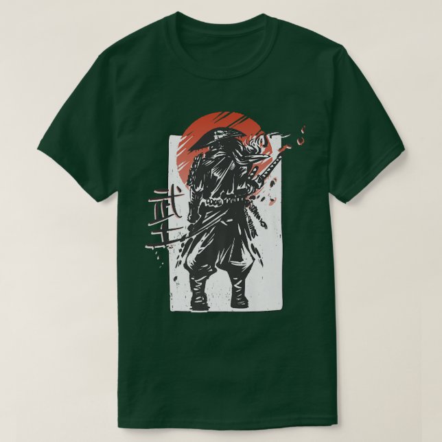 Aesthetic Japanese Warrior Samurai  T-Shirt (Design Front)