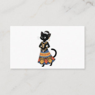 Aesthetic Javanese Black Cat in Traditional Kebaya Business Card