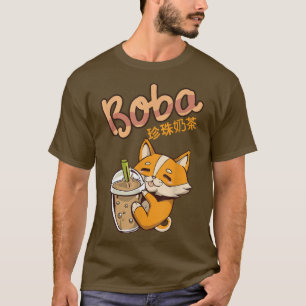 Aesthetic Kawaii Corgi Bubble Tea Funny Boba's Wel T-Shirt
