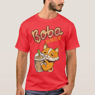 Aesthetic Kawaii Corgi Bubble Tea Funny Bobas Wels T-Shirt