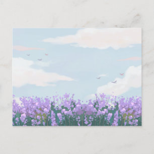 Aesthetic landscape nature blue sky flower spring  postcard