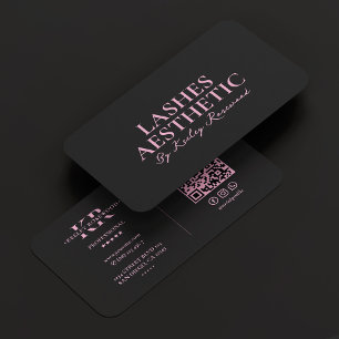  Aesthetic Lashes Makeup Artist Pink Black Business Card