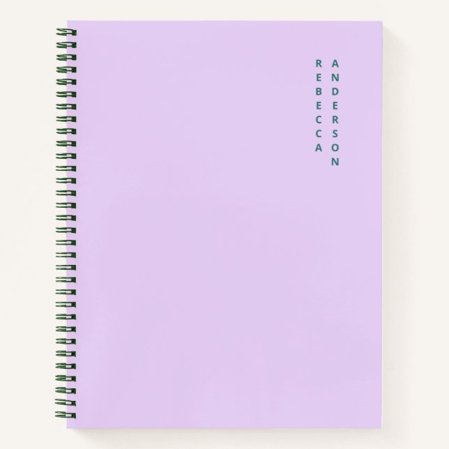 Aesthetic Lavender  & Teal Vertical Name Notebook (Front)
