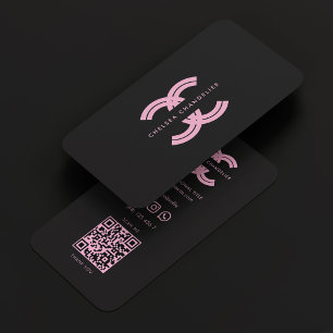 Aesthetic Logo C Black Pink Monogram Professional Business Card