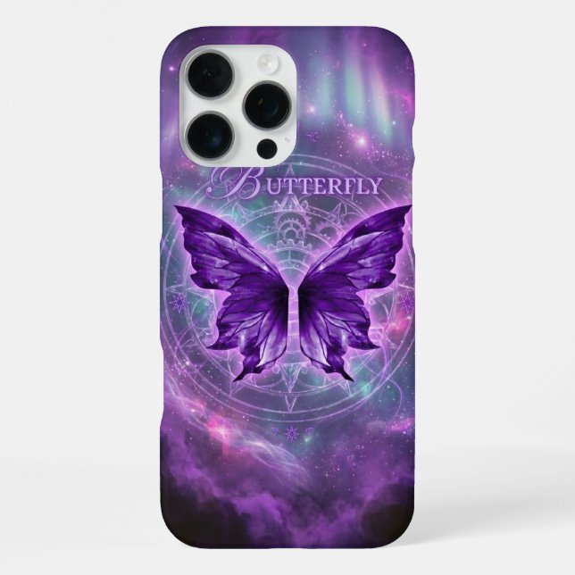 Aesthetic Magical Purple Cosmic Butterfly Astro iPhone Case (Back)