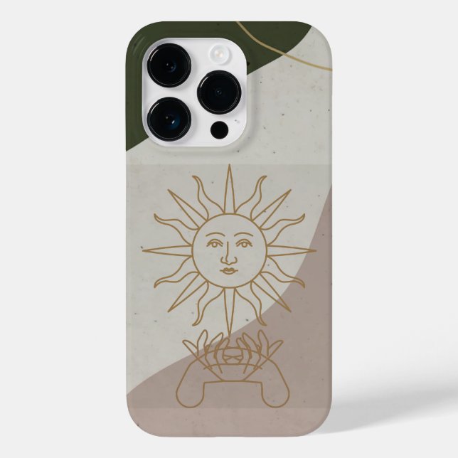 Aesthetic Minimalist Background Sun And Two Hands Case-Mate iPhone Case (Back)