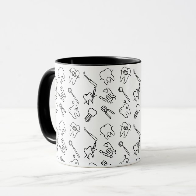 Aesthetic Minimalist Dental Icons Pattern Coffee  Mug (Front Left)