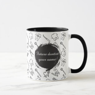 Aesthetic Minimalist Dental Icons Pattern Coffee  Mug