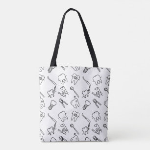 Aesthetic Minimalist Dental Icons Pattern Tote Bag