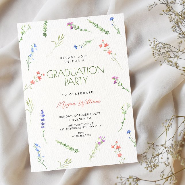 Aesthetic Minimalist falling flowers graduation Invitation (Creator Uploaded)