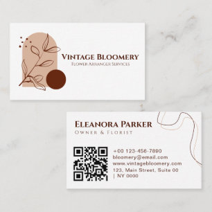 Aesthetic Minimalist Modern Floral Earthy QR Code Business Card