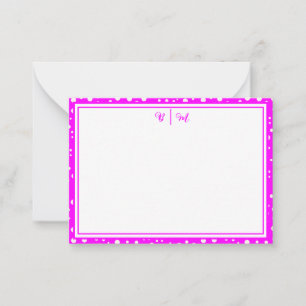 Aesthetic Minimalist Pink with Border & Monogram Card