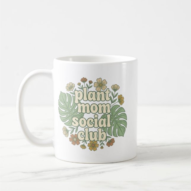 Aesthetic Monstera & Florals Coffee Mug (Left)