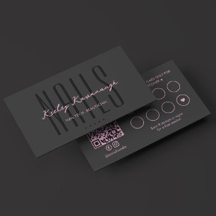 Aesthetic Nail Tech Spa Therapist Pink Black  Loyalty Card
