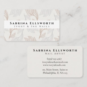 Aesthetic Natural Soft Brown White Nail Arts Business Card