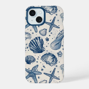 Aesthetic Nautical Blue Ocean Shell Iphone Case