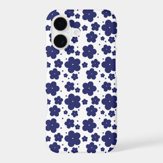 Aesthetic Navy Blue Silhouette Floral Pattern 